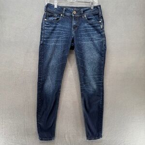 Silver SUKI Jeans Womens 28/31 Super Skinny Blue Denim Whiskering Tapered Mid